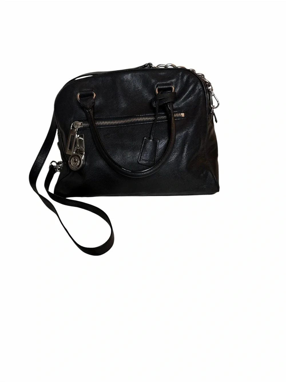 Michael Kors Black Leather Shoulder Bag or Crossbody Chain Detail